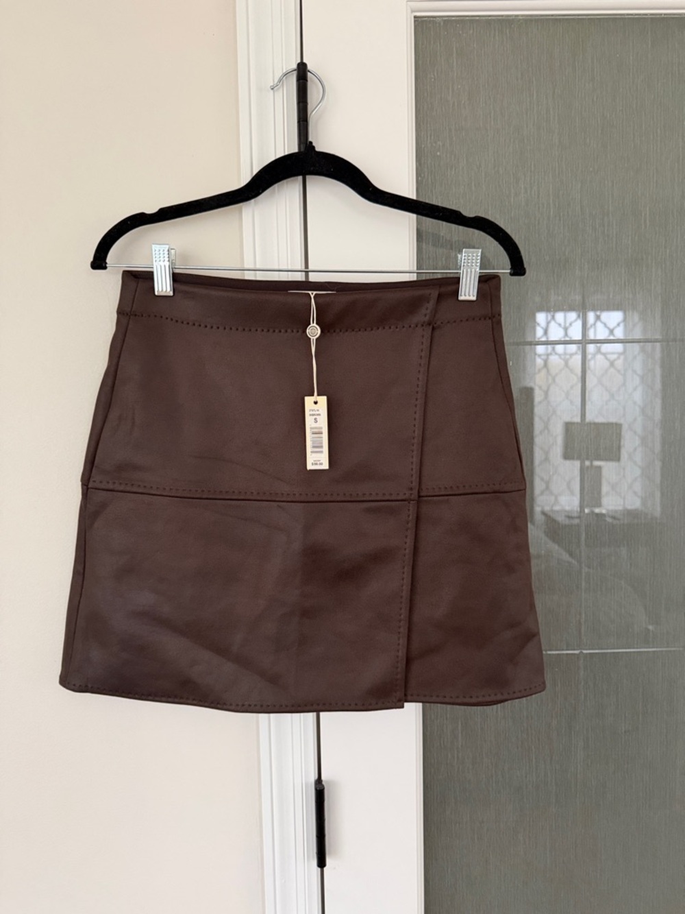 Max Studio Brown Faux Leather Mini Skirt